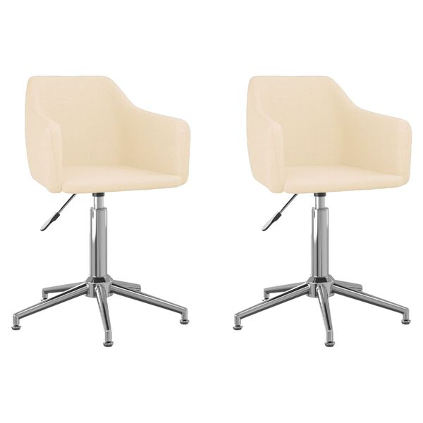 vidaXL Otočn&eacute; j&iacute;deln&iacute; židle 2 ks kr&eacute;mov&eacute; textil