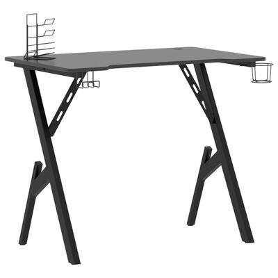 vidaXL Herní stůl s nohami ve tvaru Y černý 90 x 60 x 75 cm
