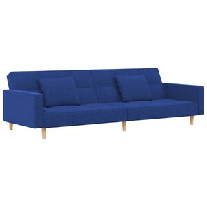 vidaXL 2m&iacute;stn&aacute; rozkl&aacute;dac&iacute; pohovka se 2 pol&scaron;t&aacute;ři modr&aacute; textil