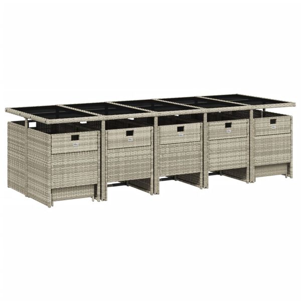 vidaXL 15d&iacute;ln&yacute; zahradn&iacute; j&iacute;deln&iacute; set s podu&scaron;kami světle &scaron;ed&yacute; polyratan