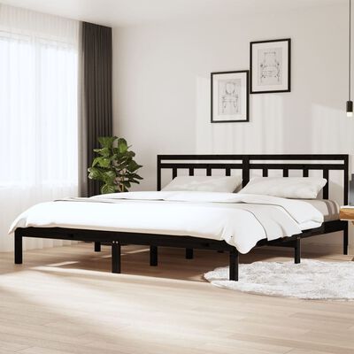 vidaXL Rám postele černý 180 x 200 cm Super King masivní dřevo