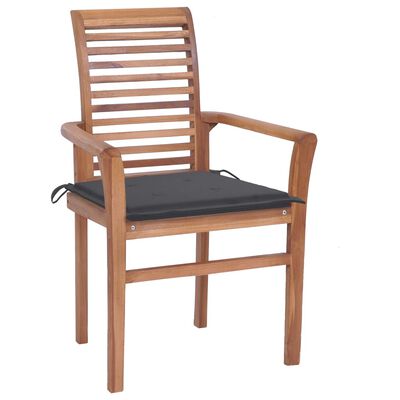 vidaXL Jídelní židle 2 ks antracitové podušky masivní teakové dřevo
