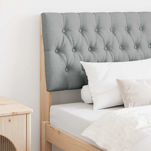 vidaXL Čalouněn&eacute; čelo postele Světle &scaron;ed&aacute; 90 cm Masivn&iacute; borov&eacute; dřevo