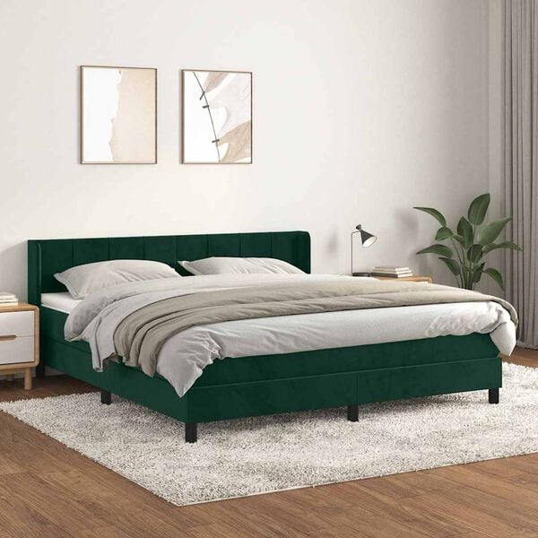 vidaXL Box spring postel s matrac&iacute; tmavě zelen&aacute; 180x200 cm samet