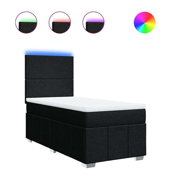 vidaXL Box spring postel s matrac&iacute; čern&aacute; 80 x 200 cm textil