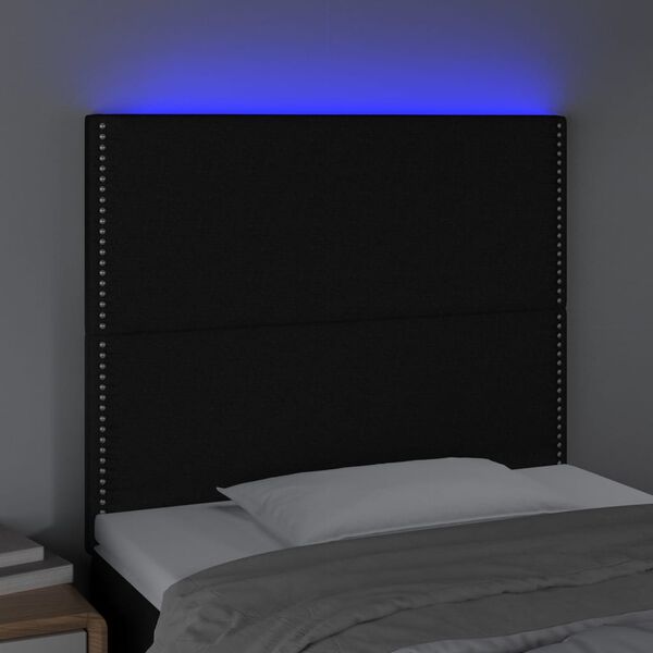 vidaXL Čelo postele s LED černé 80x5x118/128 cm textil