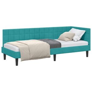 vidaXL Rohov&yacute; r&aacute;m postele s čelo Tyrkysov&aacute; 80 cm x 200 cm samet