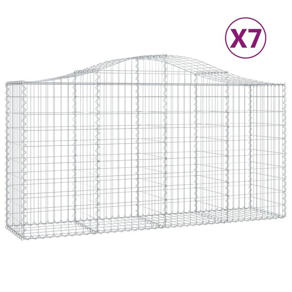 vidaXL Klenuté gabionové koše 7 ks 200x50x100/120cm pozinkované železo