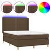 vidaXL Box spring postel s matrac&iacute; a LED tmavě hněd&aacute; 140x190 cm textil