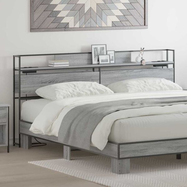 vidaXL &Uacute;ložn&eacute; čelo postele s čelo &Scaron;ed&aacute; sonoma 180 cm Kompozitn&iacute; dřevo