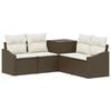 vidaXL Set pohovek 5 ks Hněd&aacute; a kr&eacute;mově b&iacute;l&aacute; Poly ratan a ocel