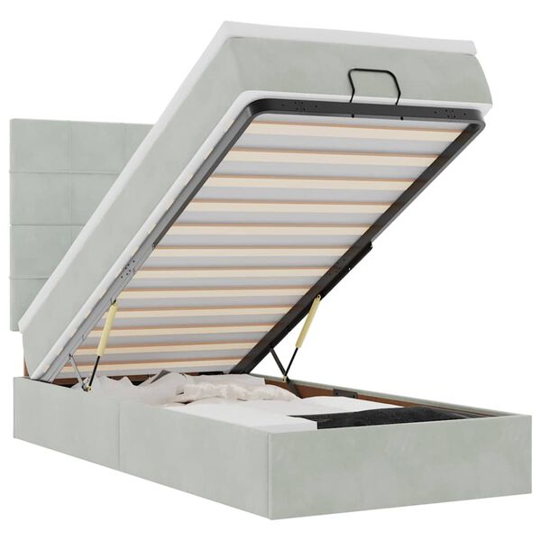 vidaXL Osmanský rám postele s matracemi světle šedá 90x200cm samet