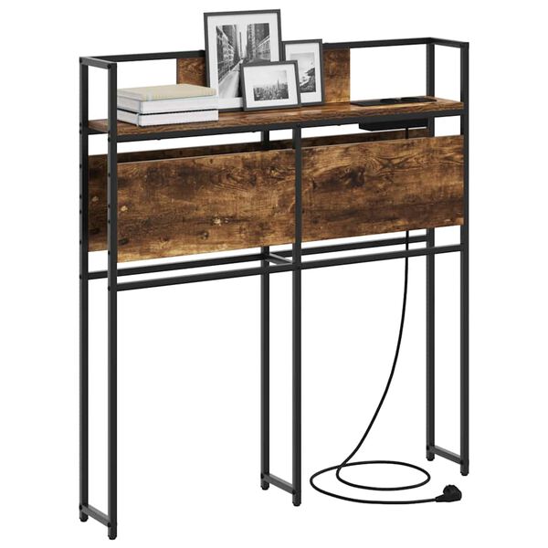 vidaXL Úložné čelo postele s policí Kouřový dub 75 cm Kompozitní dřevo