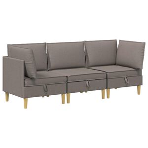vidaXL Sada n&aacute;bytku do ob&yacute;vac&iacute;ho pokoje s pol&scaron;t&aacute;řem 3 pcs Taupe Textil