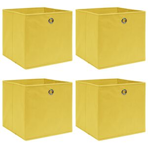 vidaXL &Uacute;ložn&eacute; boxy 4 ks žlut&eacute; 32 x 32 x 32 cm textil