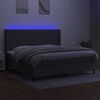 vidaXL Box spring postel s matrac&iacute; a LED tmavě &scaron;ed&aacute; 200x200 cm textil