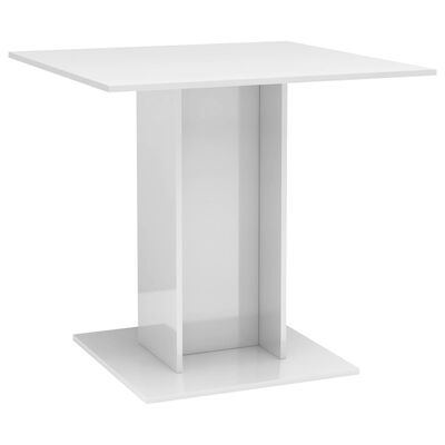 vidaXL Jídelní stůl bílý s vysokým leskem 80 x 80 x 75 cm dřevotříska