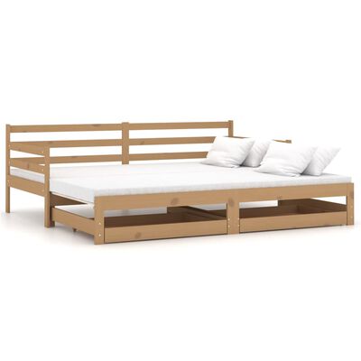 vidaXL Výsuvná denní postel 2×(90×200 cm) medová masivní borové dřevo
