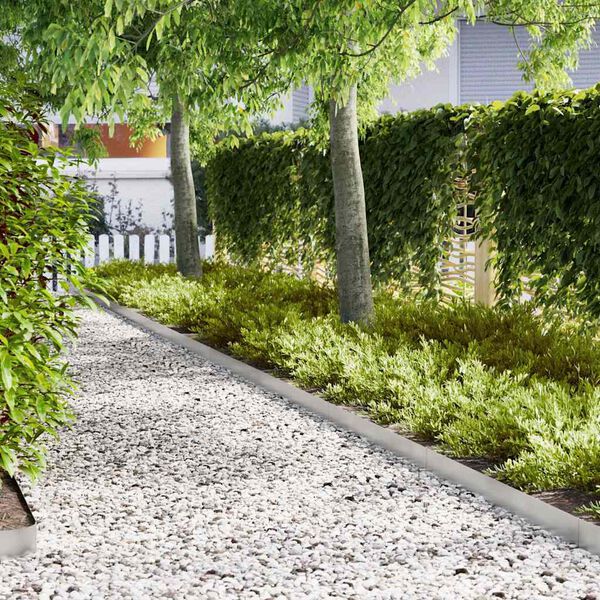 vidaXL Okraj tr&aacute;vn&iacute;ku 10 pcs Stř&iacute;brn&aacute; 100 x 0,05 x 20 cm Nerezov&aacute; ocel