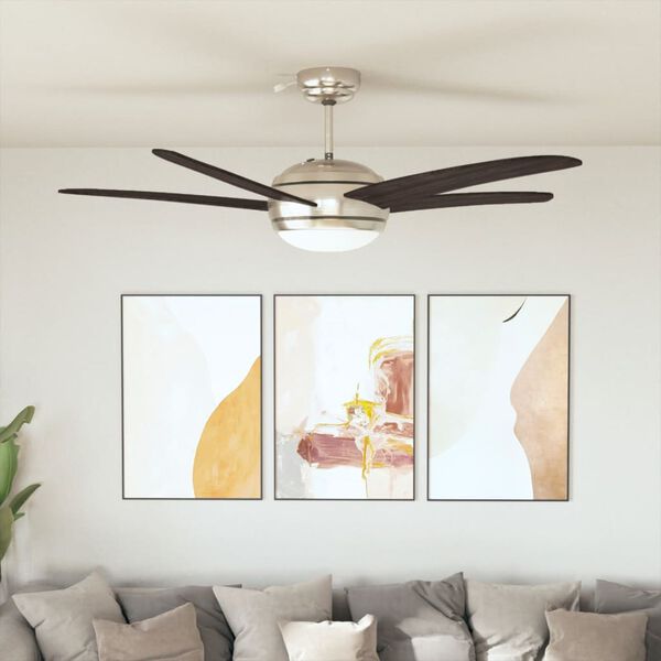 vidaXL Ozdobný stropní ventilátor se světlem 128 cm hnědý