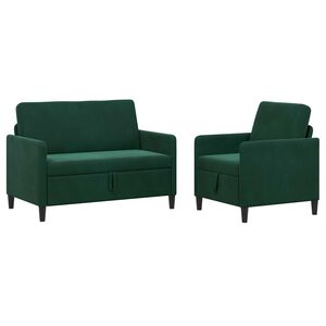 vidaXL Sedačka se storage 2 ks Tmavě zelen&aacute; Polyester
