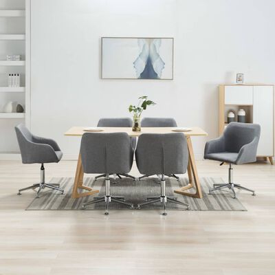 vidaXL Otočné jídelní židle 6 ks světle šedé textil