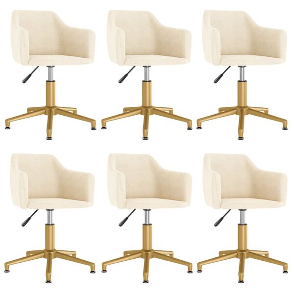 vidaXL Otočn&eacute; j&iacute;deln&iacute; židle 6 ks kr&eacute;mov&eacute; samet