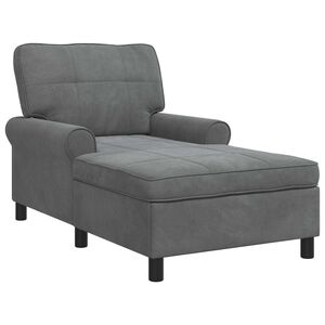 vidaXL Chaise Lounge s pol&scaron;t&aacute;řem Tmavě &scaron;ed&aacute; 91 x 157 x 91 cm samet