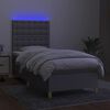 vidaXL Box spring postel s matrac&iacute; a LED světle &scaron;ed&aacute; 90x190 cm textil