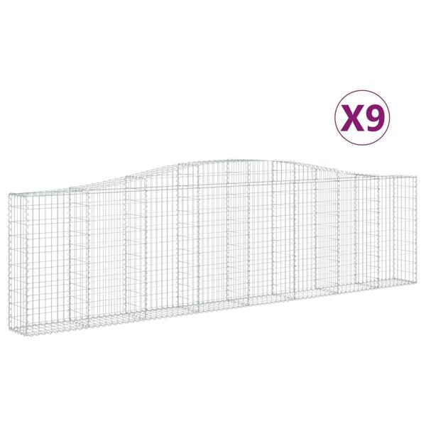 vidaXL Klenut&eacute; gabionov&eacute; ko&scaron;e 9 ks 400x30x100/120cm pozinkovan&eacute; železo