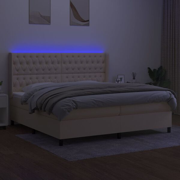vidaXL Box spring postel s matrac&iacute; a LED kr&eacute;mov&aacute; 200x200 cm textil