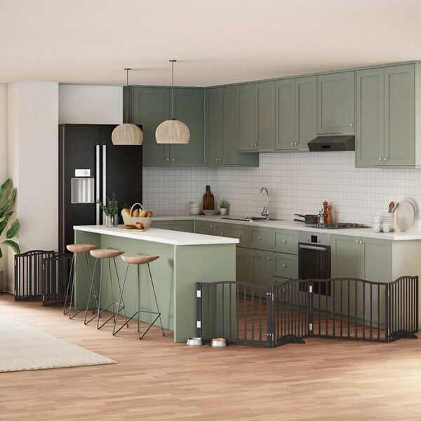 vidaXL Z&aacute;brana pro psy s dv&iacute;řky skl&aacute;dac&iacute; 10 panelů čern&aacute; 800 cm topol