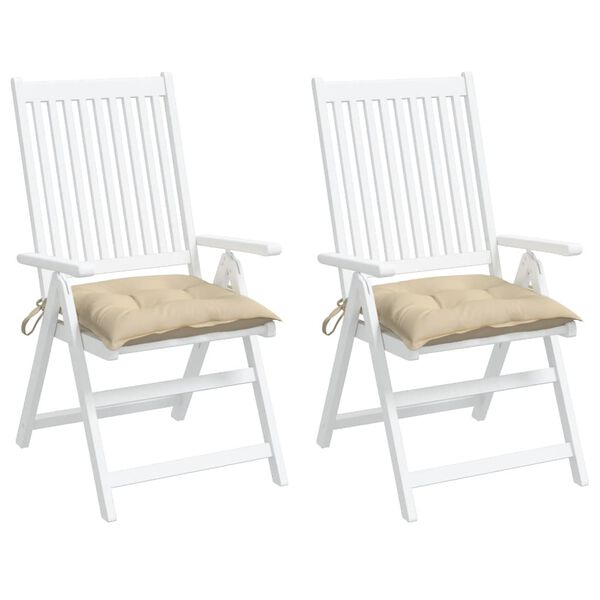 vidaXL Podu&scaron;ky na židli 2 ks b&eacute;žov&eacute; 40 x 40 x 7 cm l&aacute;tka oxford