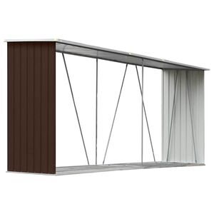 vidaXL Zahradn&iacute; kůlna na dř&iacute;v&iacute; pozinkovan&aacute; ocel 330x84x152 cm hněd&aacute;