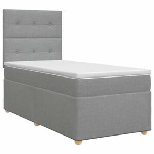 vidaXL Postel boxspring s matrac&iacute; s čelo Světle &scaron;ed&aacute; jednoduch&yacute; Textil