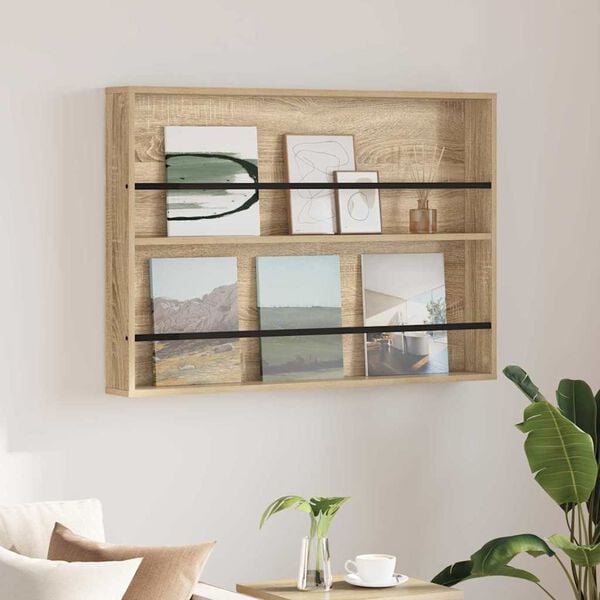 vidaXL Reg&aacute;l na časopisy Sonoma dub 100 x 12 x 70 cm kompozitn&iacute; dřevo