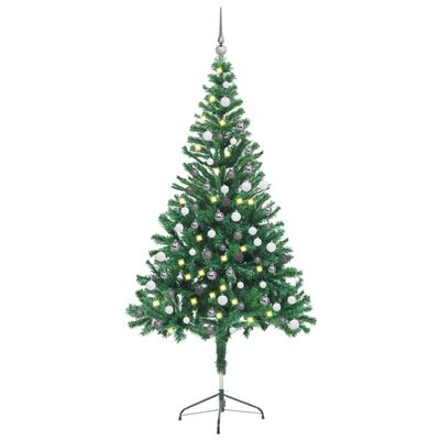 vidaXL Umělý vánoční stromek s LED a sadou koulí 150 cm 380 větví