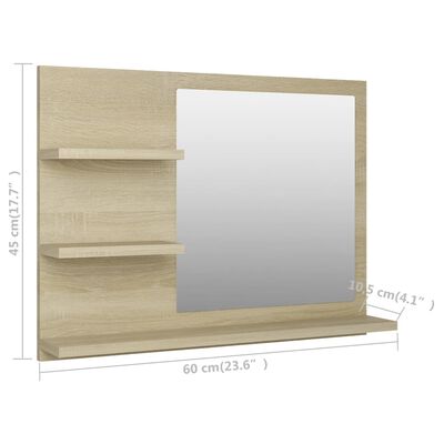 vidaXL Koupelnové zrcadlo dub sonoma 60 x 10,5 x 45 cm dřevotříska