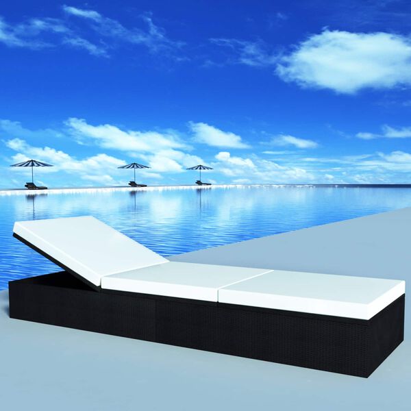 vidaXL Leh&aacute;tko Čern&aacute; polyratan