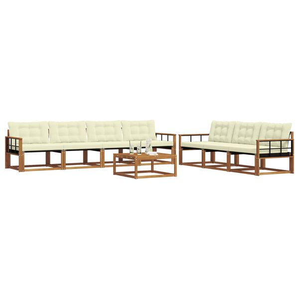 vidaXL Venkovn&iacute; pohovkov&aacute; souprava 8 pcs Přirozen&aacute; a Kr&eacute;mov&aacute;