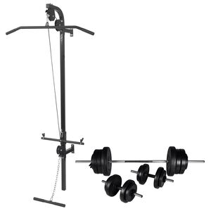 vidaXL N&aacute;stěnn&aacute; posilovac&iacute; věž se sadou činek 60,5 kg