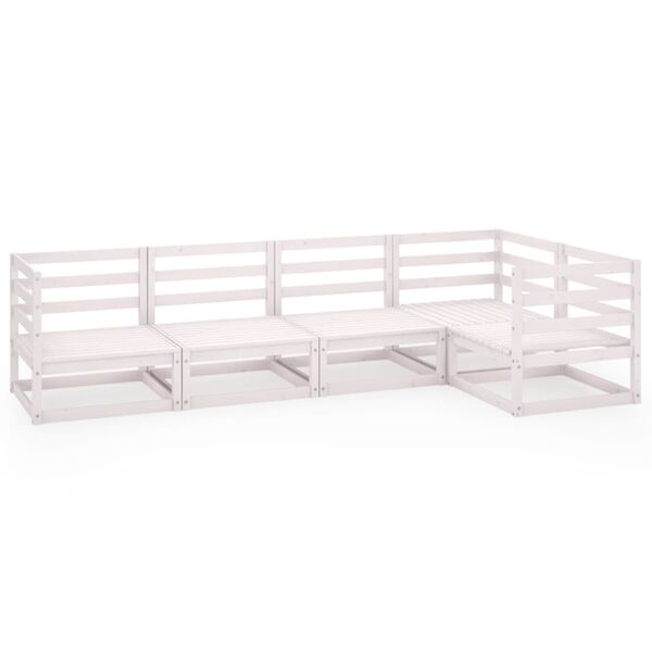 vidaXL 5d&iacute;ln&aacute; zahradn&iacute; sedac&iacute; souprava b&iacute;l&aacute; masivn&iacute; borovice