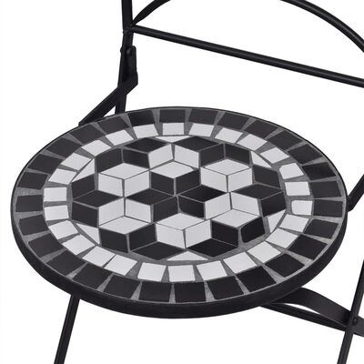 vidaXL 3dílný mozaikový bistro set keramický černobílý
