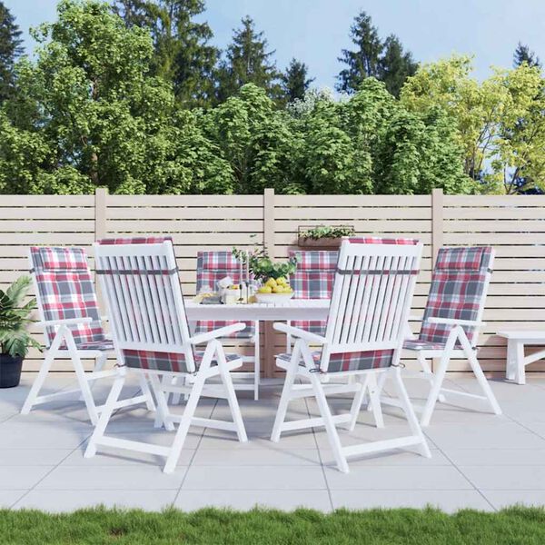 vidaXL Podu&scaron;ky na židli vysok&eacute; opěradlo 6 ks červen&eacute; k&aacute;rovan&eacute; oxford