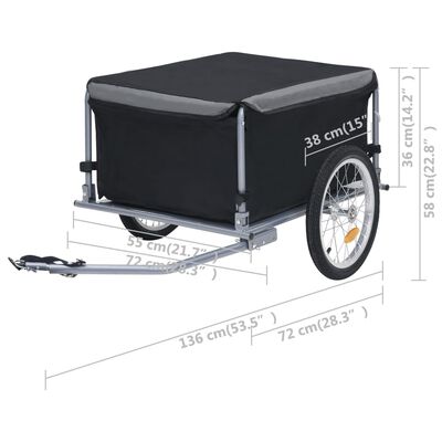 vidaXL Vozík za kolo černý a šedý 65 kg