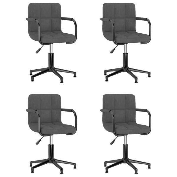 vidaXL Otočn&eacute; j&iacute;deln&iacute; židle 4 ks tmavě &scaron;ed&eacute; samet