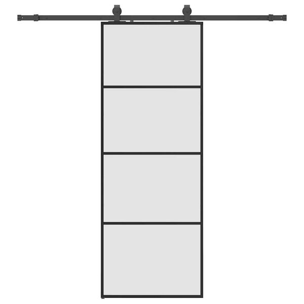vidaXL Posuvn&eacute; dveře se sadou kov&aacute;n&iacute; čern&eacute; 76x205 cm ESG Glass