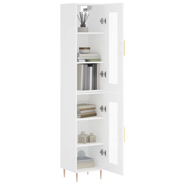 vidaXL Skř&iacute;ň highboard b&iacute;l&aacute; 34,5 x 34 x 180 cm kompozitn&iacute; dřevo