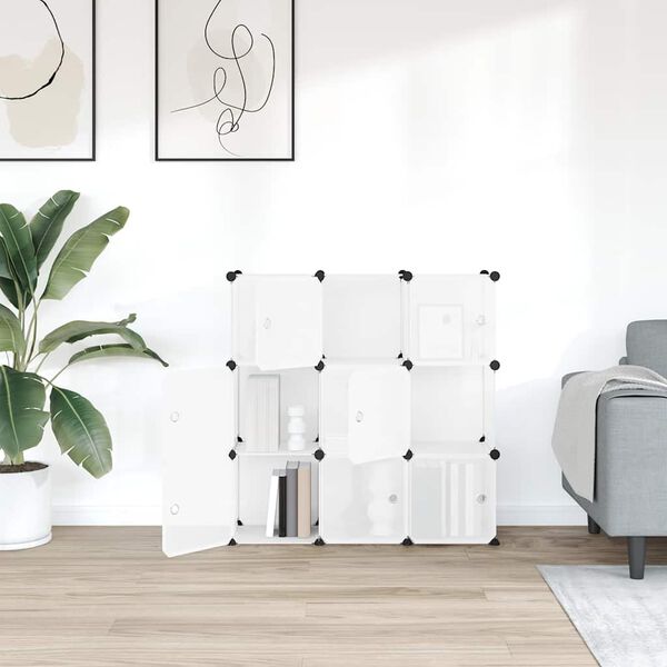 vidaXL &Uacute;ložn&yacute; organiz&eacute;r kostka s 9 kostkami a dv&iacute;řky průhledn&yacute; PP