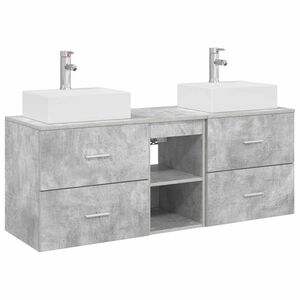 vidaXL Sada koupelnov&yacute;ch skř&iacute;něk 3 ks Betonově &scaron;ed&aacute; 129 x 41 x 79,5 cm